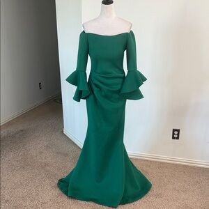 Jovani Green Long Sleeve Gown